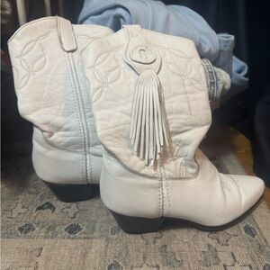 Laredo White Leather Western Tassel Boots